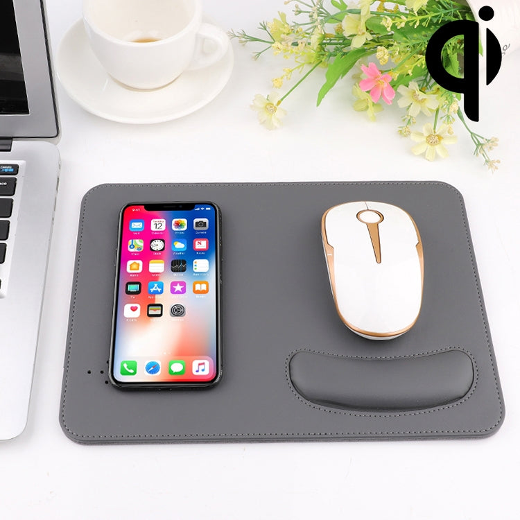 Smart Qi Standard Wireless Fast Charging PU Mouse Pad with Wrist Pad, Size: 27cm x 19.5cm