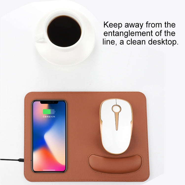 Smart Qi Standard Wireless Fast Charging PU Mouse Pad with Wrist Pad, Size: 27cm x 19.5cm