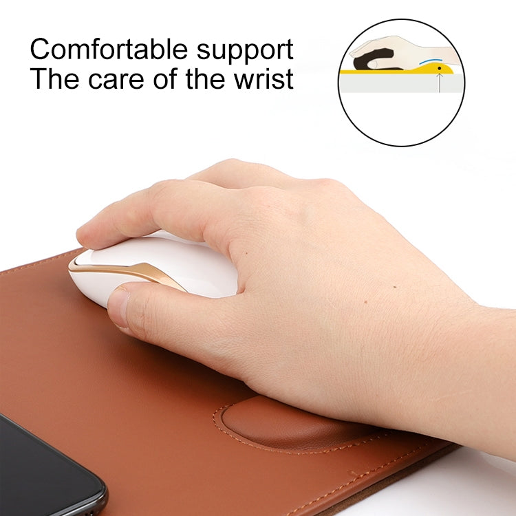 Smart Qi Standard Wireless Fast Charging PU Mouse Pad with Wrist Pad, Size: 27cm x 19.5cm
