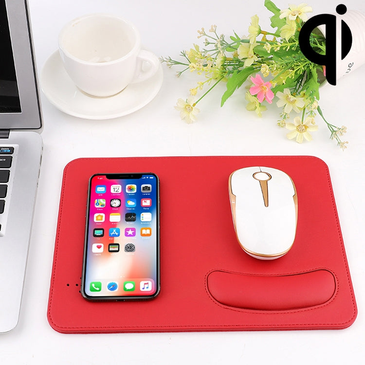 Smart Qi Standard Wireless Fast Charging PU Mouse Pad with Wrist Pad, Size: 27cm x 19.5cm