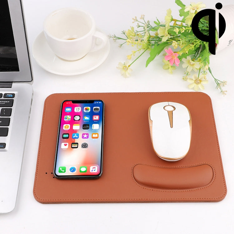 Smart Qi Standard Wireless Fast Charging PU Mouse Pad with Wrist Pad, Size: 27cm x 19.5cm