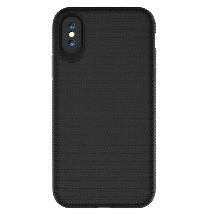 For iPhone X / XS PC + TPU Chrome Plated Press Button Anti-slip Protective Back Cover Case