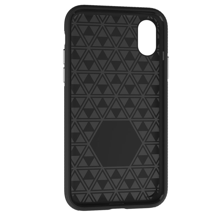 For iPhone X / XS PC + TPU Chrome Plated Press Button Anti-slip Protective Back Cover Case