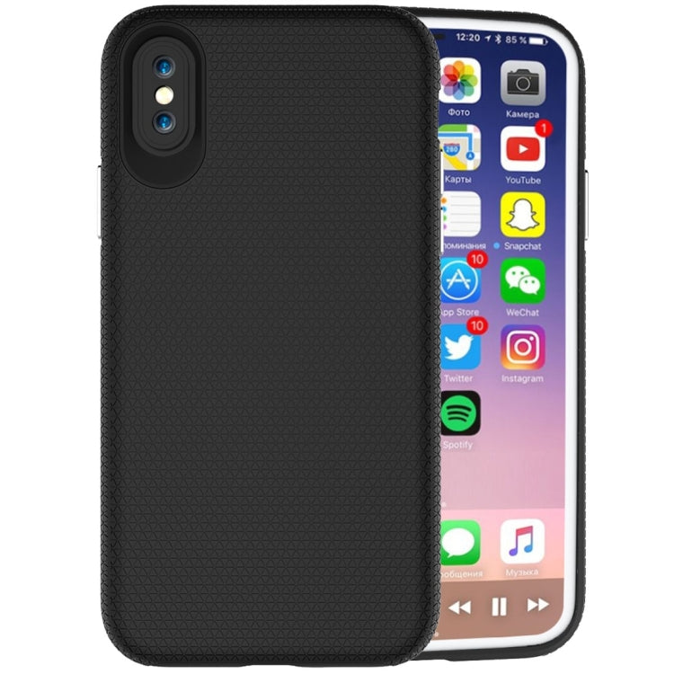 For iPhone X / XS PC + TPU Chrome Plated Press Button Anti-slip Protective Back Cover Case