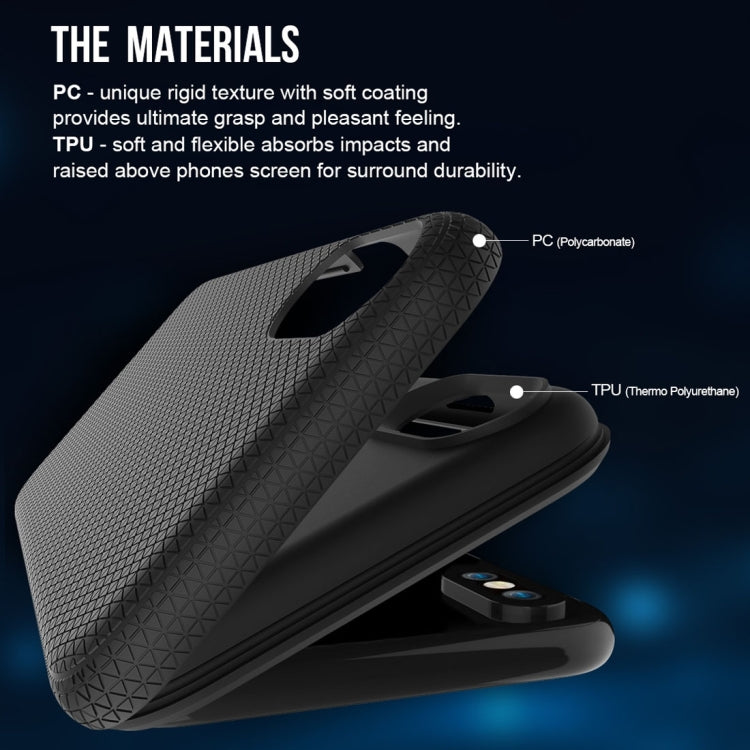 For iPhone X / XS PC + TPU Chrome Plated Press Button Anti-slip Protective Back Cover Case