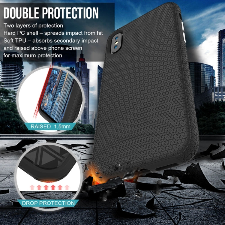 For iPhone X / XS PC + TPU Chrome Plated Press Button Anti-slip Protective Back Cover Case
