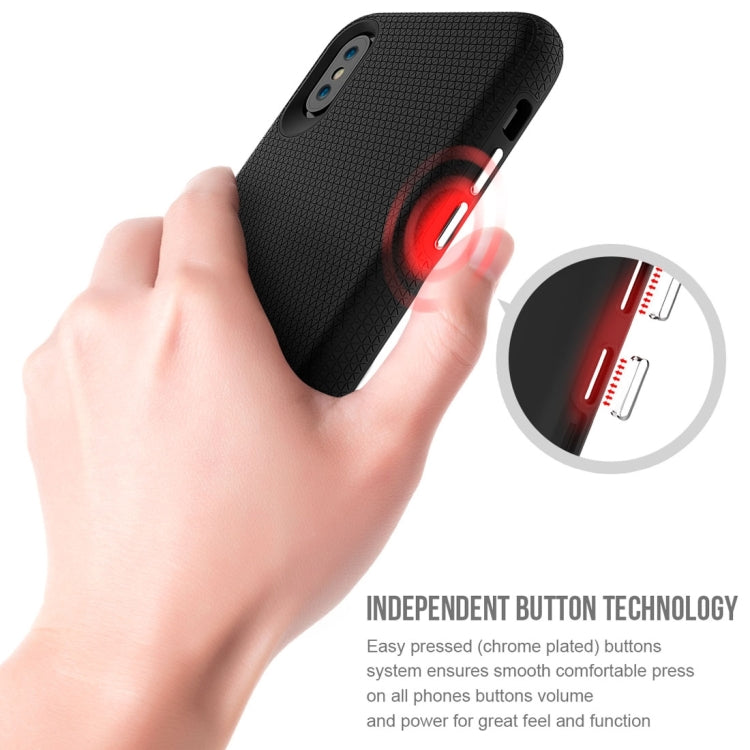 For iPhone X / XS PC + TPU Chrome Plated Press Button Anti-slip Protective Back Cover Case