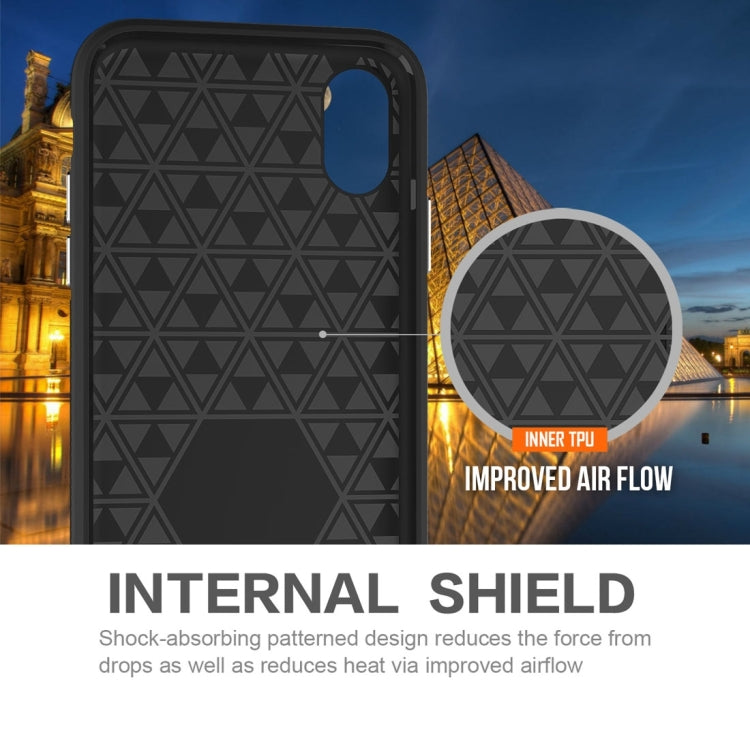 For iPhone X / XS PC + TPU Chrome Plated Press Button Anti-slip Protective Back Cover Case