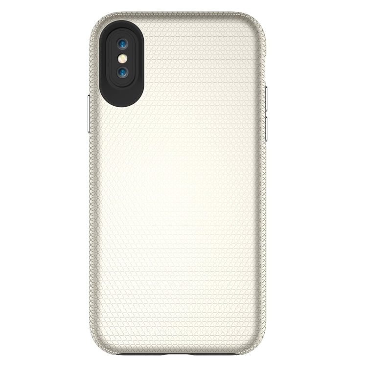 For iPhone X / XS PC + TPU Chrome Plated Press Button Anti-slip Protective Back Cover Case