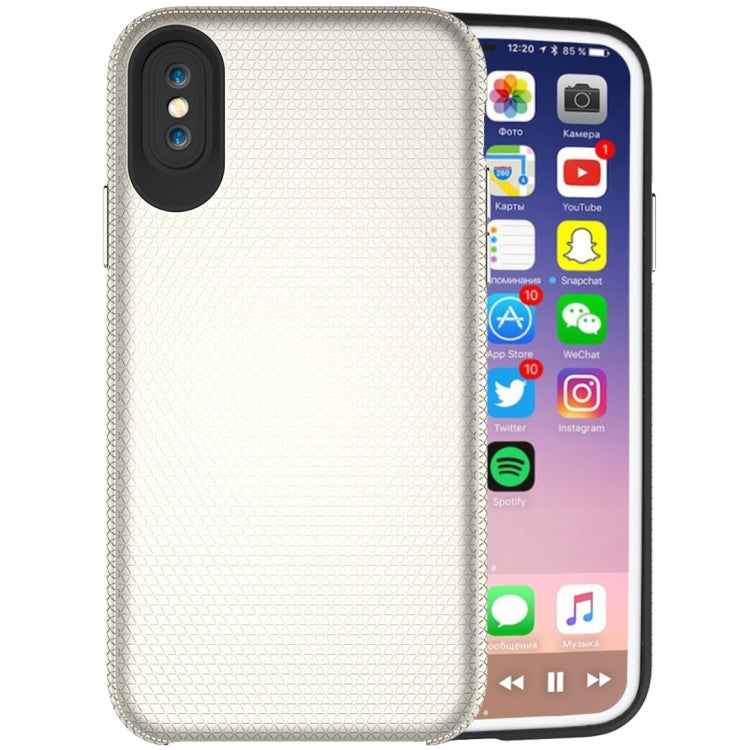 For iPhone X / XS PC + TPU Chrome Plated Press Button Anti-slip Protective Back Cover Case