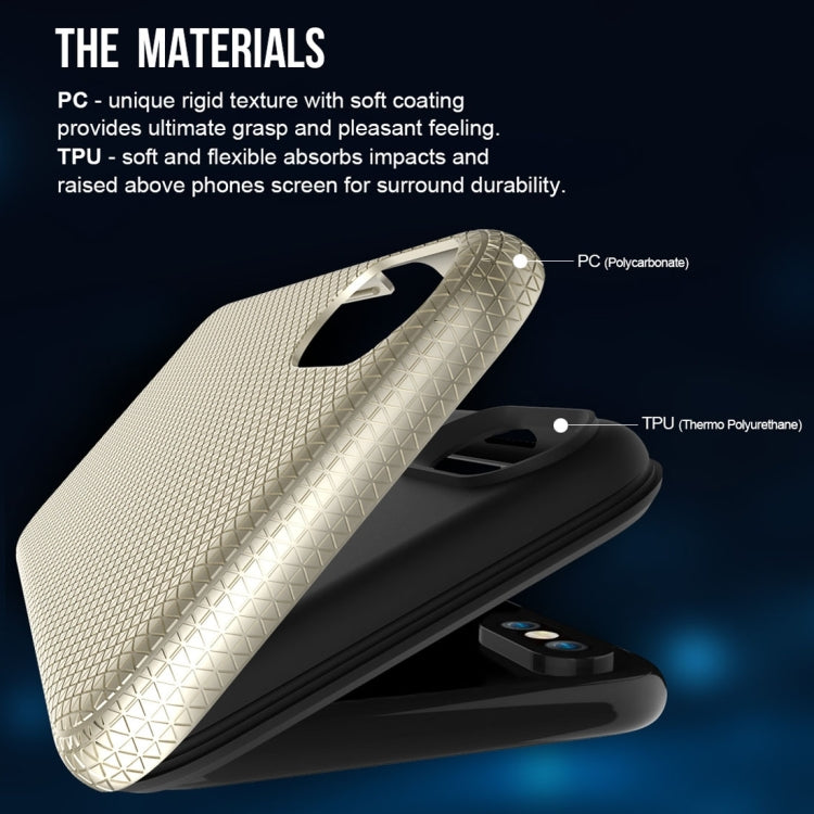 For iPhone X / XS PC + TPU Chrome Plated Press Button Anti-slip Protective Back Cover Case