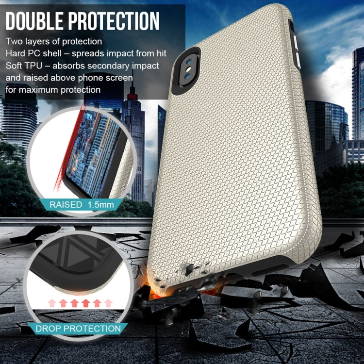For iPhone X / XS PC + TPU Chrome Plated Press Button Anti-slip Protective Back Cover Case