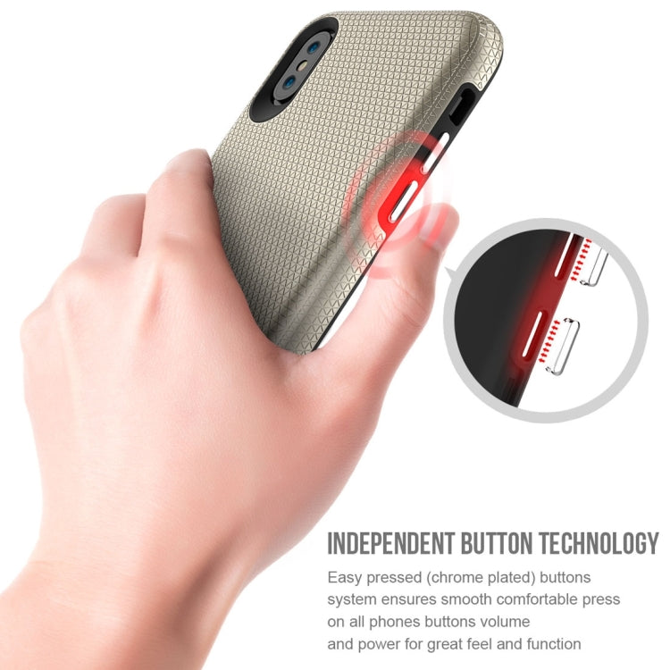 For iPhone X / XS PC + TPU Chrome Plated Press Button Anti-slip Protective Back Cover Case