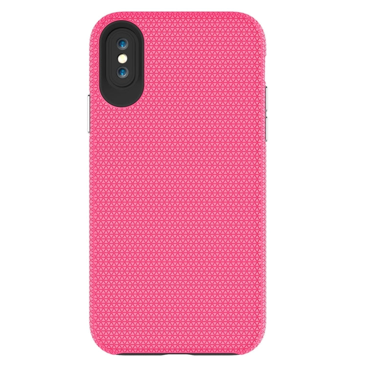 For iPhone X / XS PC + TPU Chrome Plated Press Button Anti-slip Protective Back Cover Case
