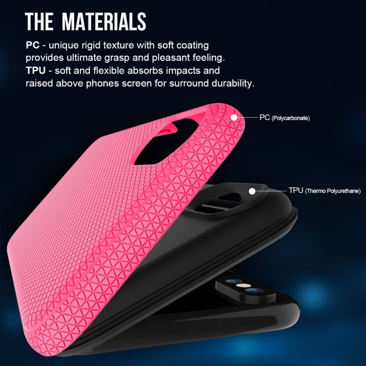 For iPhone X / XS PC + TPU Chrome Plated Press Button Anti-slip Protective Back Cover Case