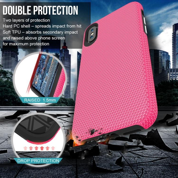 For iPhone X / XS PC + TPU Chrome Plated Press Button Anti-slip Protective Back Cover Case