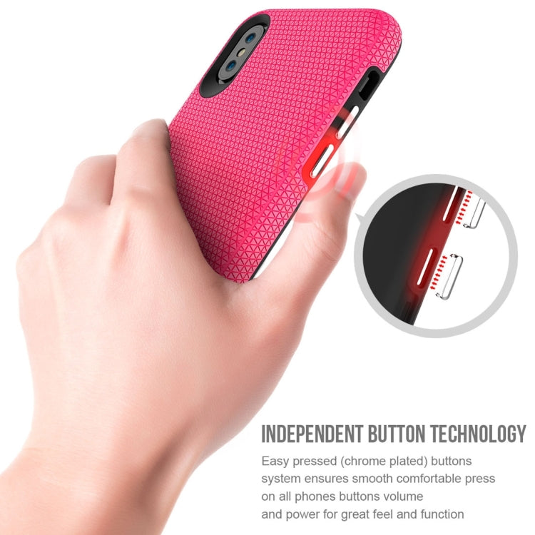 For iPhone X / XS PC + TPU Chrome Plated Press Button Anti-slip Protective Back Cover Case