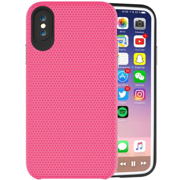 For iPhone X / XS PC + TPU Chrome Plated Press Button Anti-slip Protective Back Cover Case