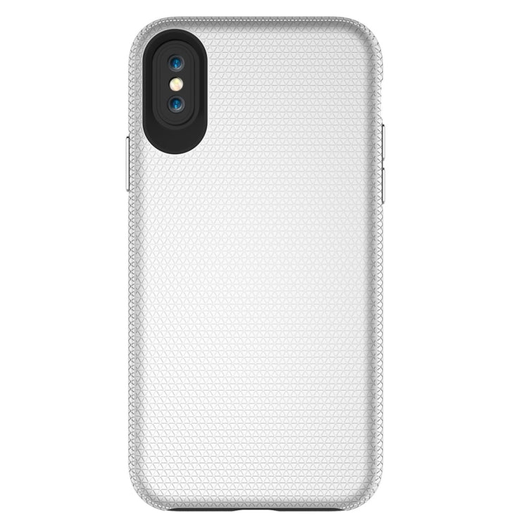 For iPhone X / XS PC + TPU Chrome Plated Press Button Anti-slip Protective Back Cover Case