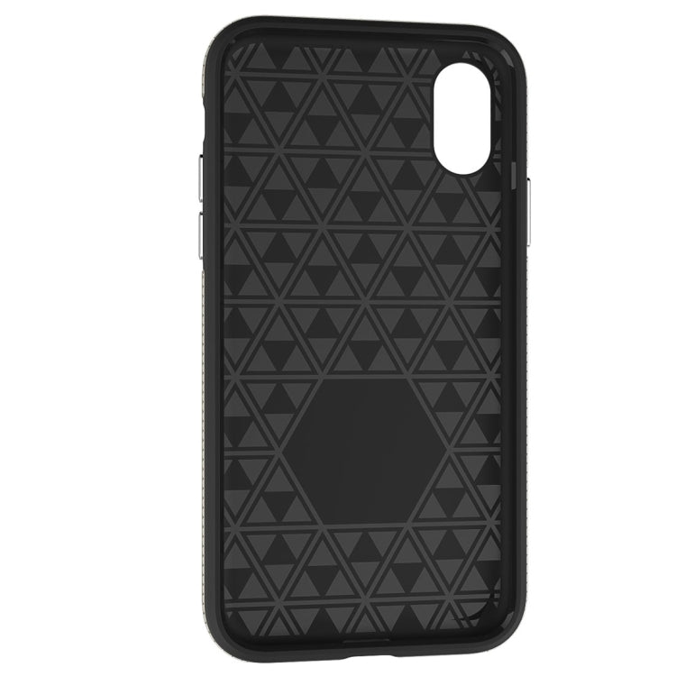 For iPhone X / XS PC + TPU Chrome Plated Press Button Anti-slip Protective Back Cover Case