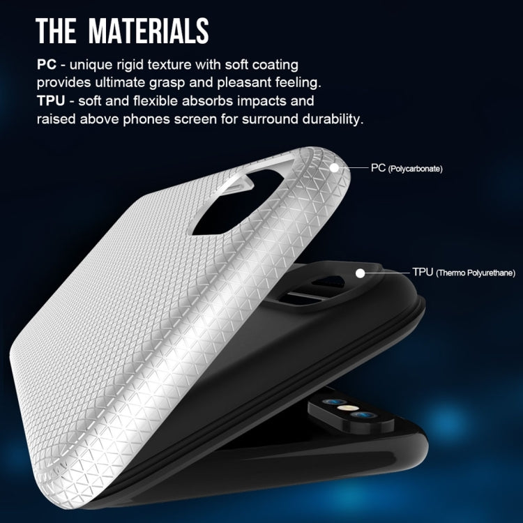For iPhone X / XS PC + TPU Chrome Plated Press Button Anti-slip Protective Back Cover Case
