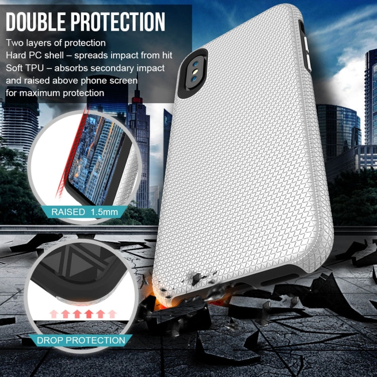 For iPhone X / XS PC + TPU Chrome Plated Press Button Anti-slip Protective Back Cover Case