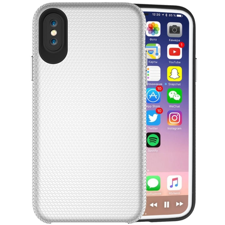 For iPhone X / XS PC + TPU Chrome Plated Press Button Anti-slip Protective Back Cover Case