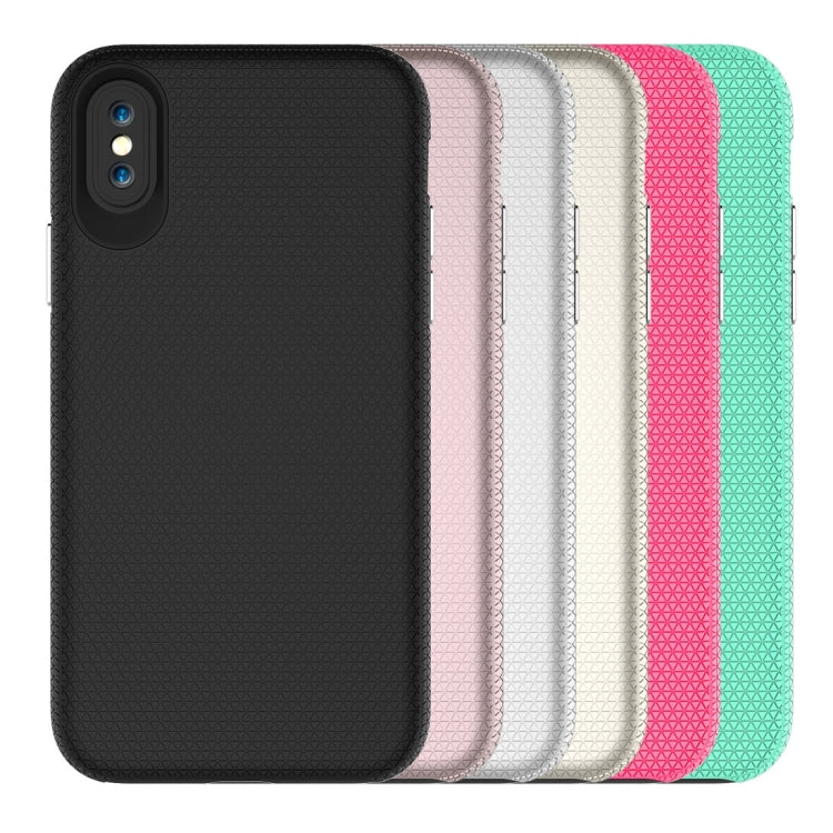For iPhone X / XS PC + TPU Chrome Plated Press Button Anti-slip Protective Back Cover Case
