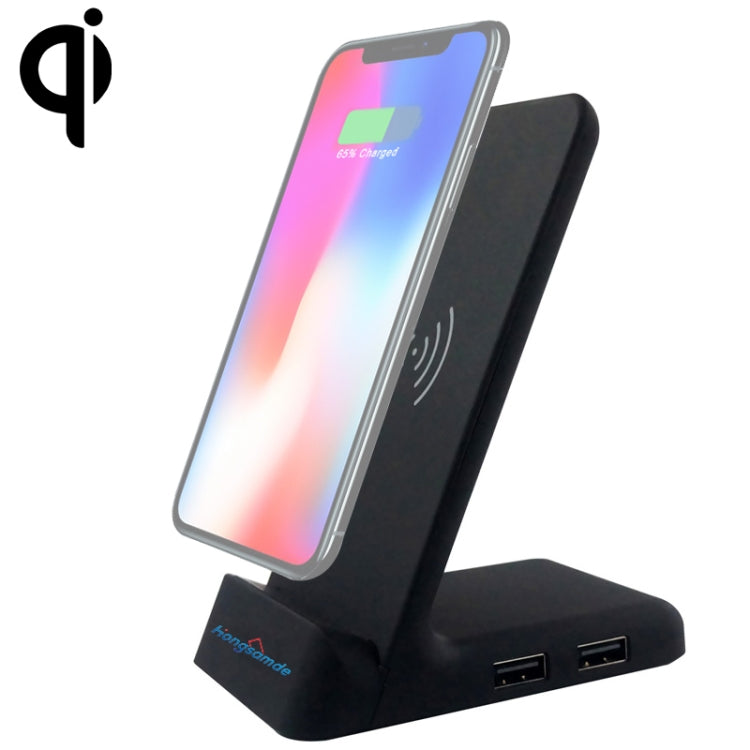 Hongsamde CD-1049 10W QI Vertical Wireless Charger for All QI Wireless Charging Devices, with Dual USB Interfaces