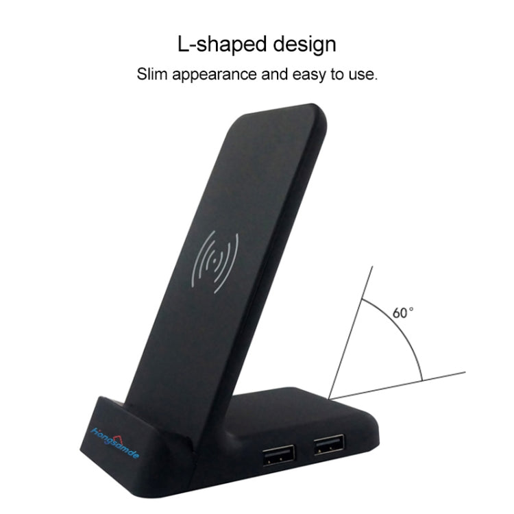 Hongsamde CD-1049 10W QI Vertical Wireless Charger for All QI Wireless Charging Devices, with Dual USB Interfaces