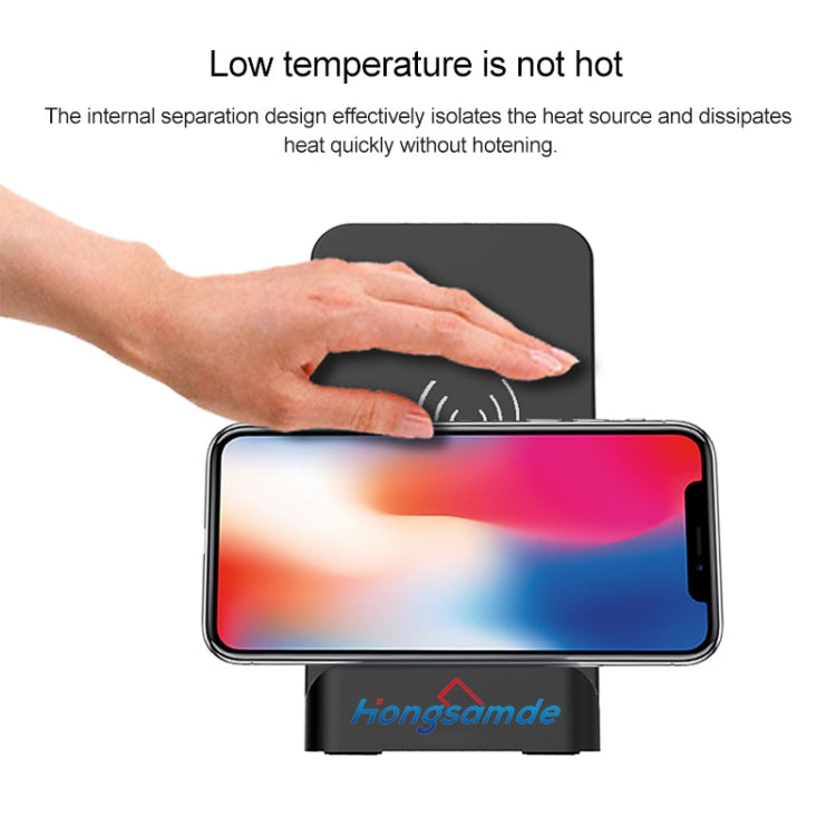 Hongsamde CD-1049 10W QI Vertical Wireless Charger for All QI Wireless Charging Devices, with Dual USB Interfaces