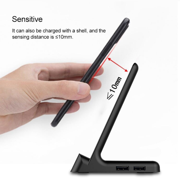 Hongsamde CD-1049 10W QI Vertical Wireless Charger for All QI Wireless Charging Devices, with Dual USB Interfaces