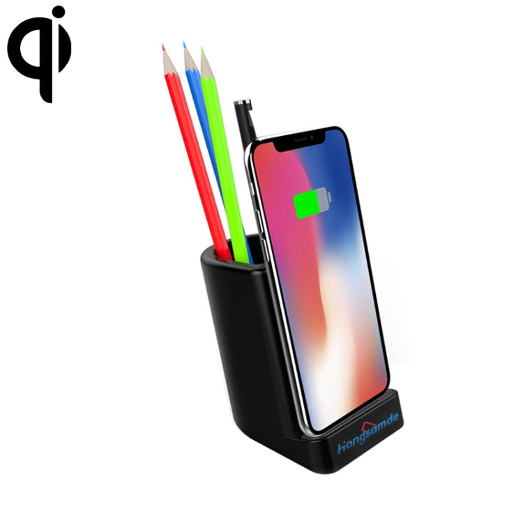 Hongsamde CD-1057 10W QI Pen Holder Shape Wireless Charger for All QI Wireless Charging Devices, with USB-C / Type-C & Dual USB Interfaces