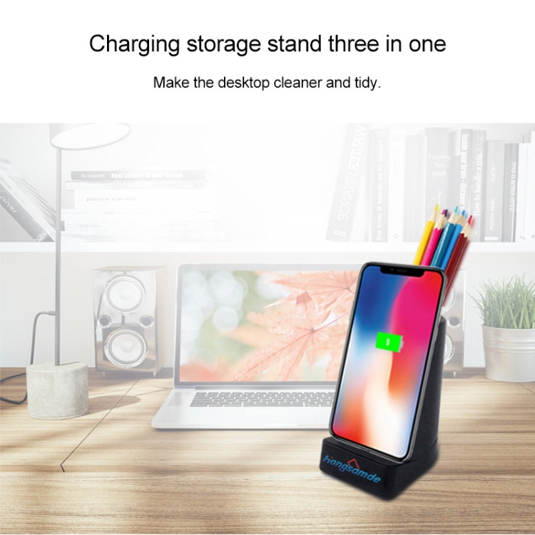 Hongsamde CD-1057 10W QI Pen Holder Shape Wireless Charger for All QI Wireless Charging Devices, with USB-C / Type-C & Dual USB Interfaces