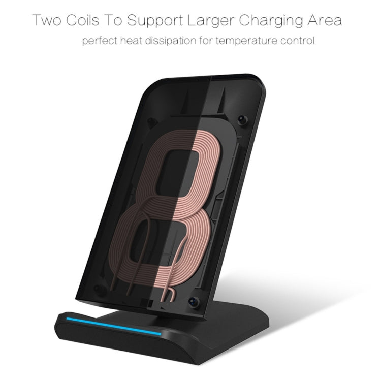 S1 10W (Max) Output 2-Coil Vertical and Horizontal Dual-use Fast Charging Wireless Charger, For iPhone, Galaxy, Huawei, Xiaomi, LG, HTC and other QI Standard Smart Phones