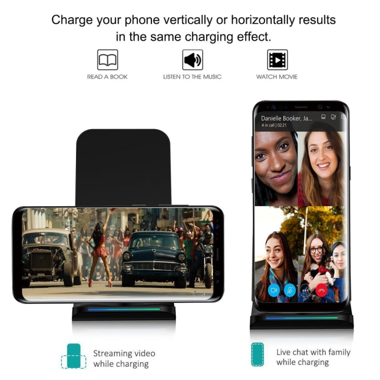 S1 10W (Max) Output 2-Coil Vertical and Horizontal Dual-use Fast Charging Wireless Charger, For iPhone, Galaxy, Huawei, Xiaomi, LG, HTC and other QI Standard Smart Phones