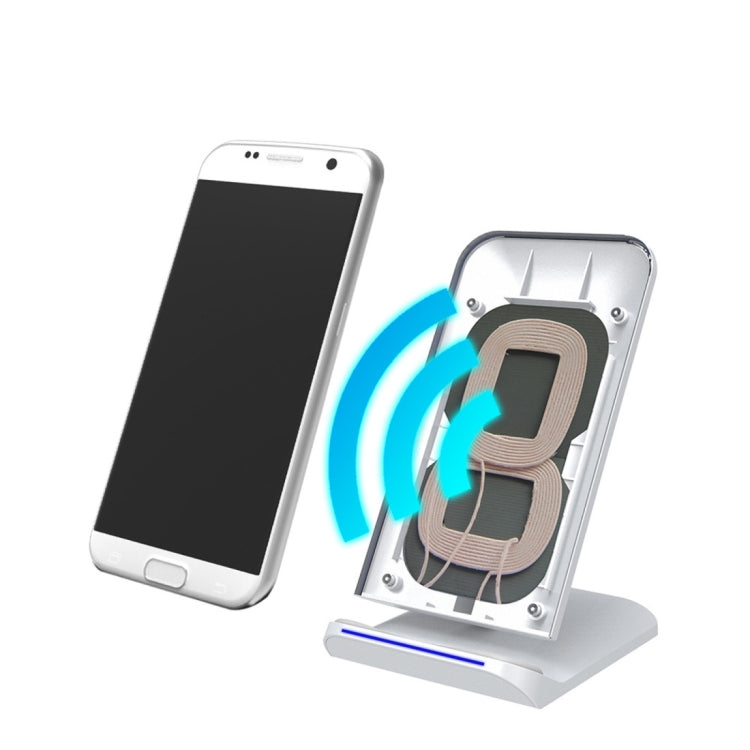 S1 10W (Max) Output 2-Coil Vertical and Horizontal Dual-use Fast Charging Wireless Charger, For iPhone, Galaxy, Huawei, Xiaomi, LG, HTC and other QI Standard Smart Phones