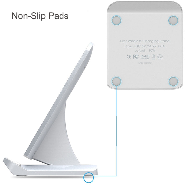 S1 10W (Max) Output 2-Coil Vertical and Horizontal Dual-use Fast Charging Wireless Charger, For iPhone, Galaxy, Huawei, Xiaomi, LG, HTC and other QI Standard Smart Phones