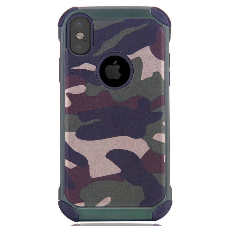 For iPhone X / XS Camouflage Pattern PC + TPU Combination Case(Army Green)
