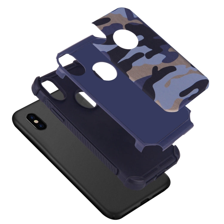 For iPhone X / XS Camouflage Pattern PC + TPU Combination Case(Army Green)