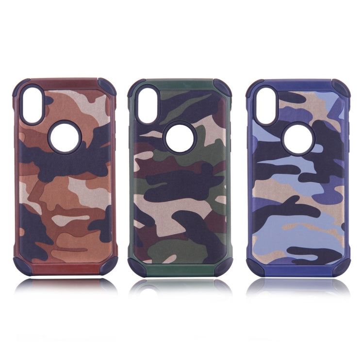 For iPhone X / XS Camouflage Pattern PC + TPU Combination Case(Army Green)