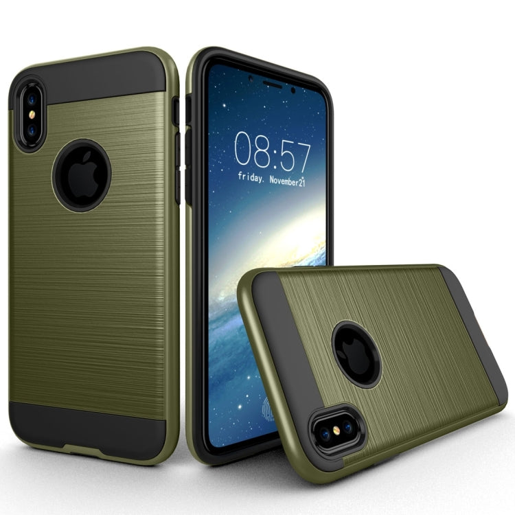 For iPhone X / XS Brushed Texture TPU + PC Dropproof Protective Back Cover Case