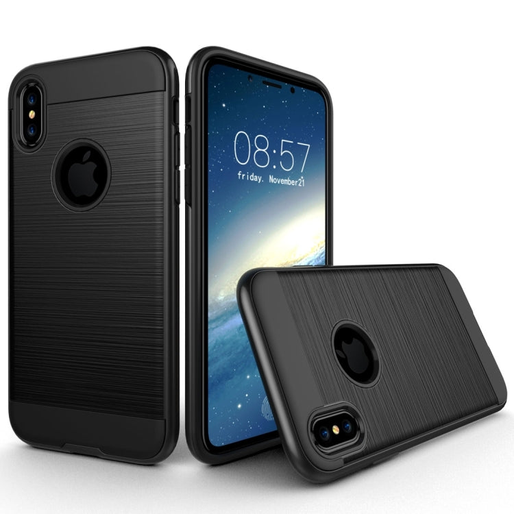 For iPhone X / XS Brushed Texture TPU + PC Dropproof Protective Back Cover Case