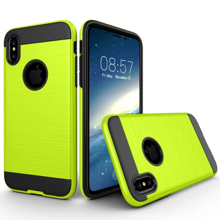 For iPhone X / XS Brushed Texture TPU + PC Dropproof Protective Back Cover Case