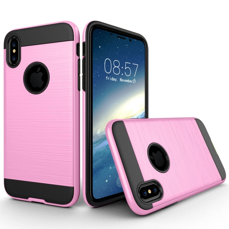 For iPhone X / XS Brushed Texture TPU + PC Dropproof Protective Back Cover Case