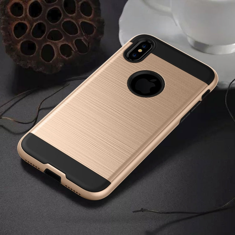 For iPhone X / XS Brushed Texture TPU + PC Dropproof Protective Back Cover Case