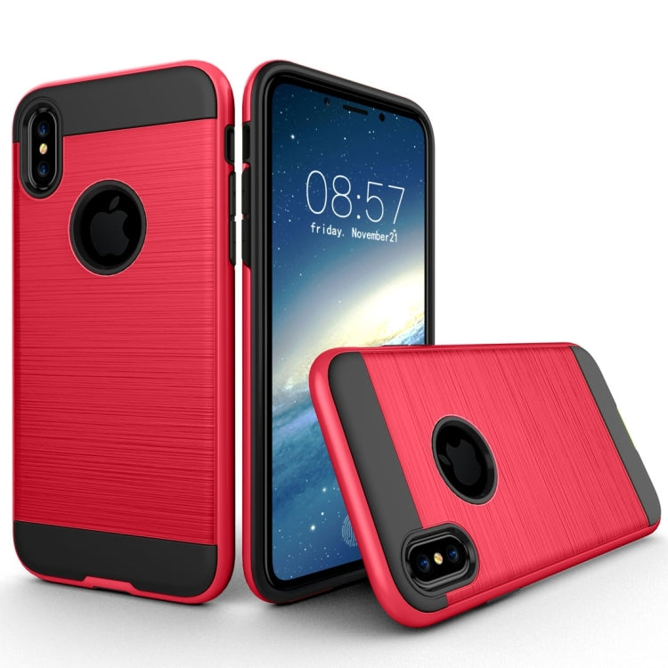 For iPhone X / XS Brushed Texture TPU + PC Dropproof Protective Back Cover Case