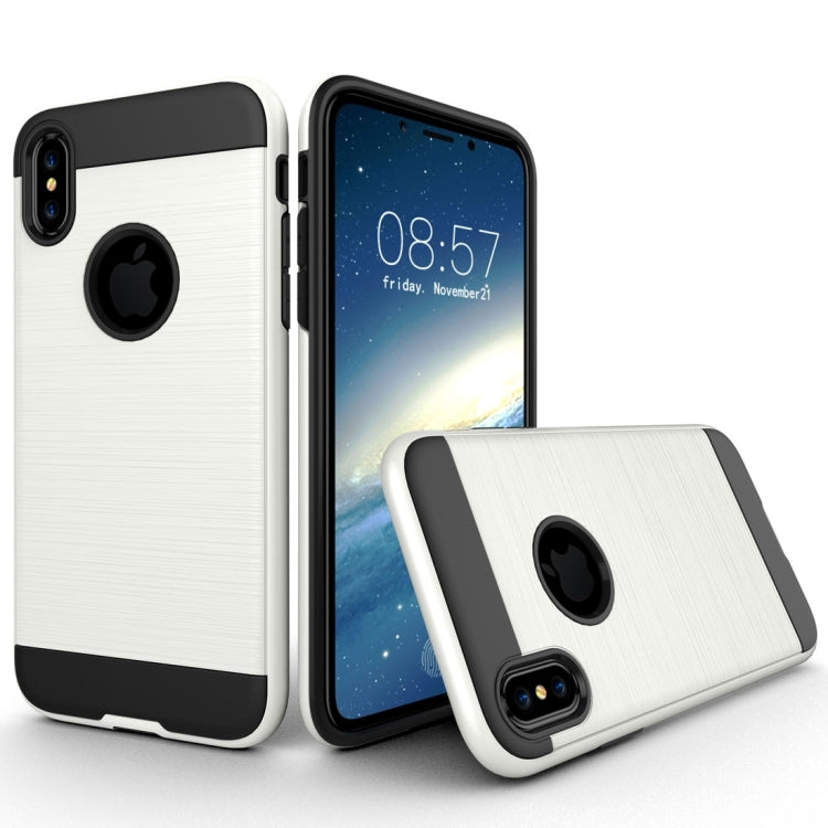 For iPhone X / XS Brushed Texture TPU + PC Dropproof Protective Back Cover Case