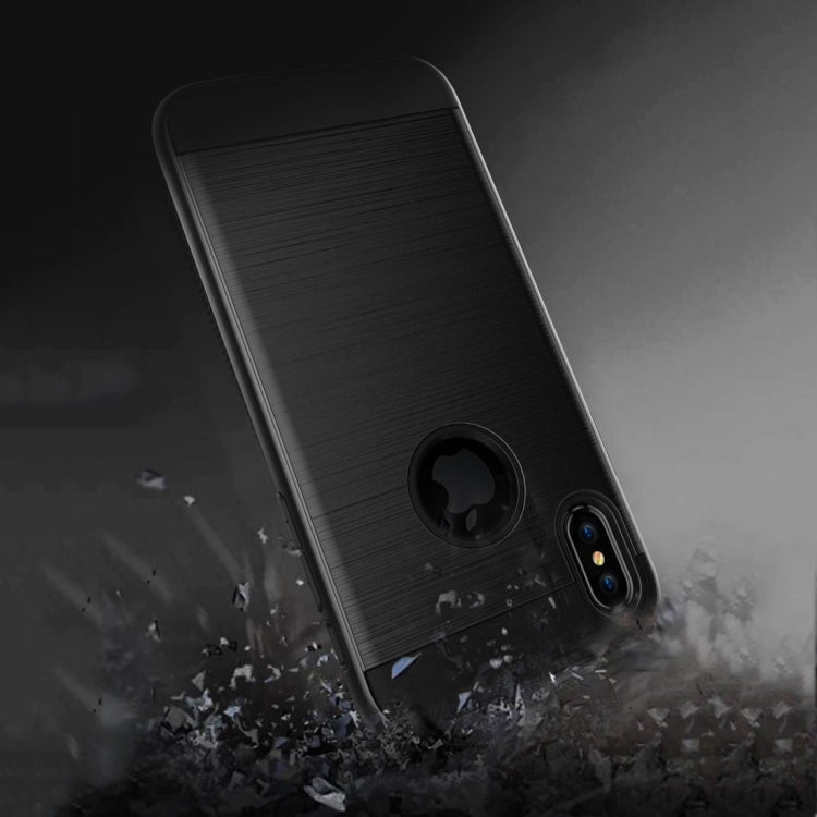 For iPhone X / XS Brushed Texture TPU + PC Dropproof Protective Back Cover Case
