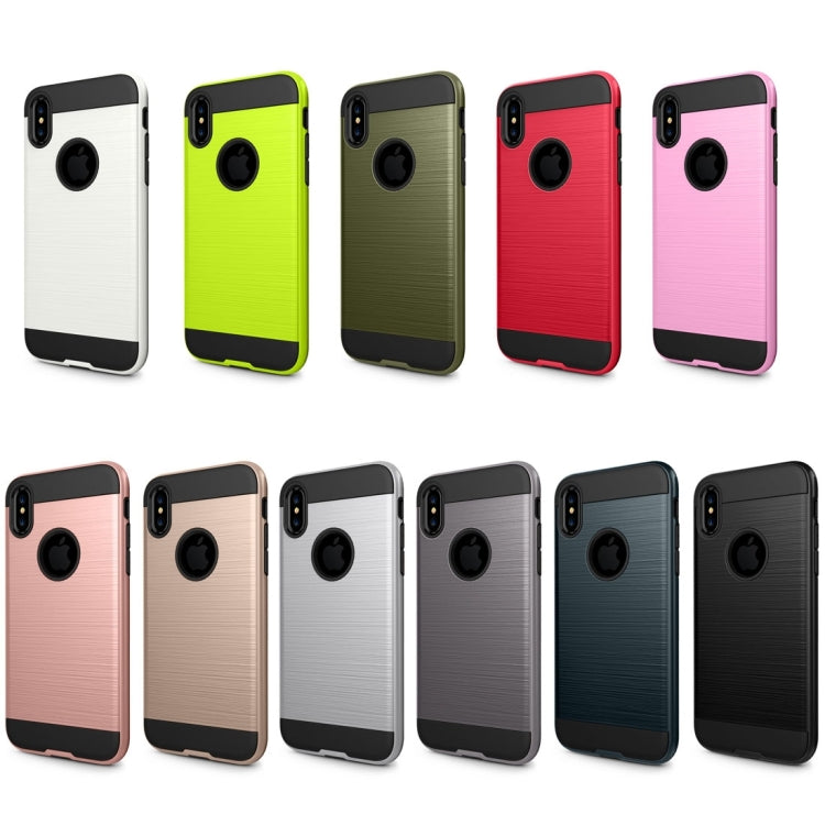 For iPhone X / XS Brushed Texture TPU + PC Dropproof Protective Back Cover Case